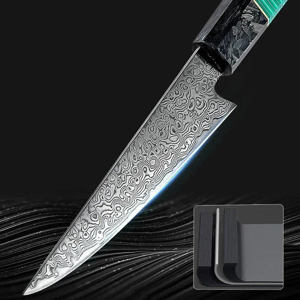 Kerie VG10 Chef Knife Damascus Petty Knife with Carbon Fiber & Aluminum Composite - Gifts for You 'n Me