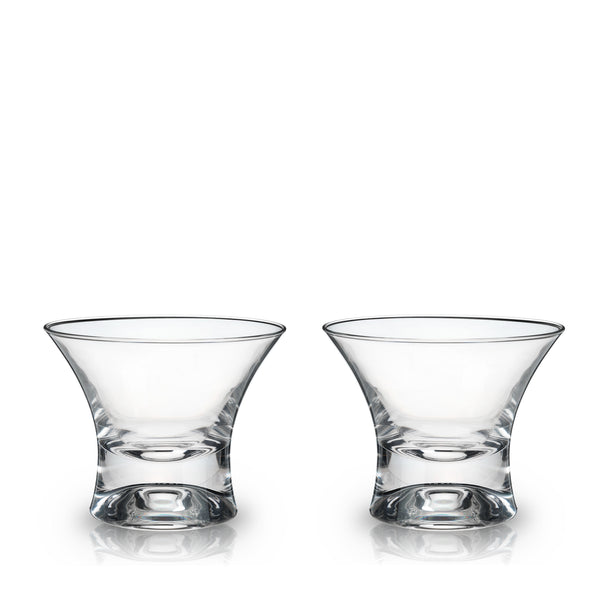 Raye Heavy Base Stemless Crystal Manhattan Glasses Set of 2
