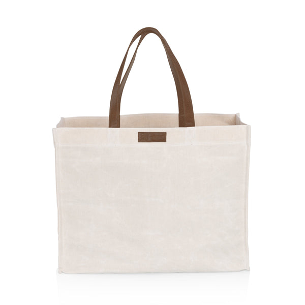 Market Waxed Canvas Tote with Leatherette Handles