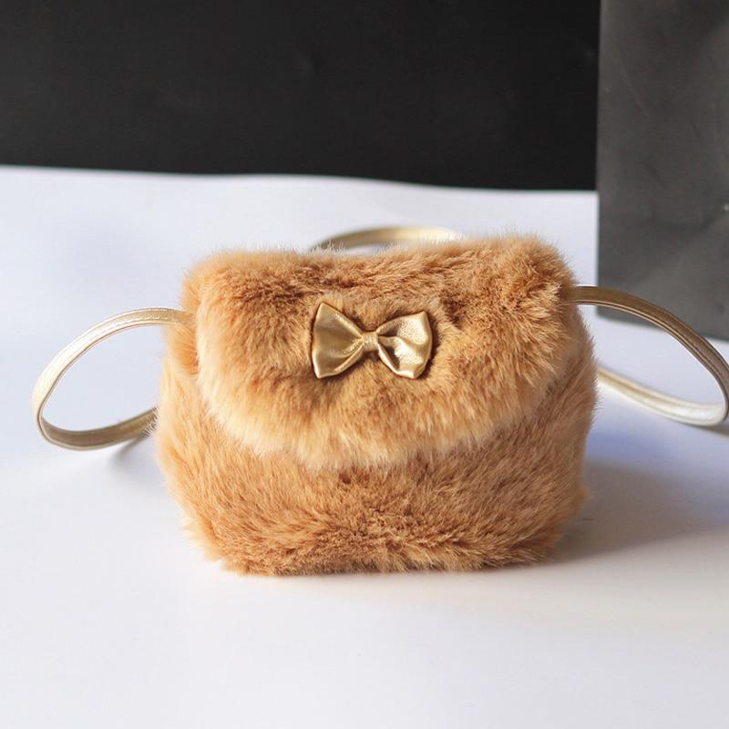 Kids Mini Cross body Bag  Bowknot Imitation Fur Shoulder Messenger Bag