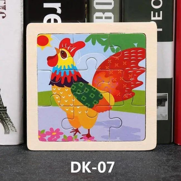 Kids Puzzle Toy Animals and Vehicle Wooden Puzzles Jigsaw Baby Educational Learning Toys for Children Gift