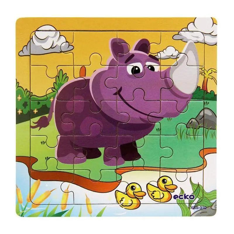 Kids Puzzle Toy Animals and Vehicle Wooden Puzzles Jigsaw Baby Educational Learning Toys for Children Gift