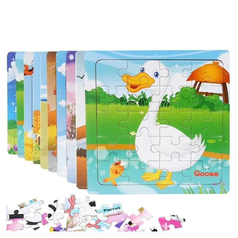 Kids Puzzle Toy Animals and Vehicle Wooden Puzzles Jigsaw Baby Educational Learning Toys for Children Gift