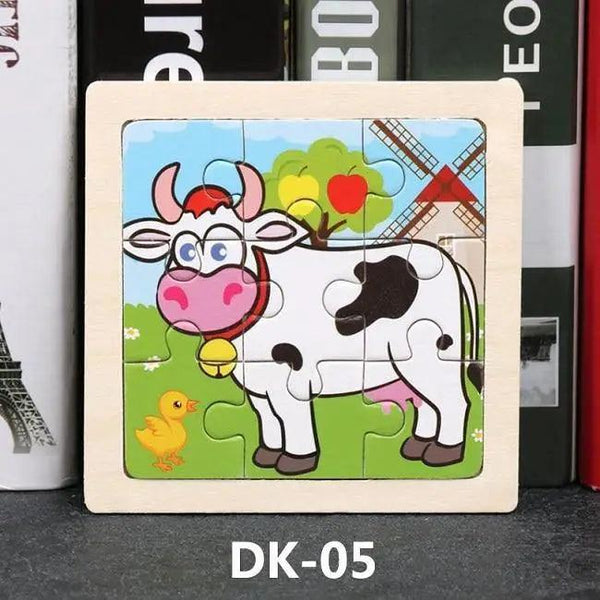 Kids Puzzle Toy Animals and Vehicle Wooden Puzzles Jigsaw Baby Educational Learning Toys for Children Gift