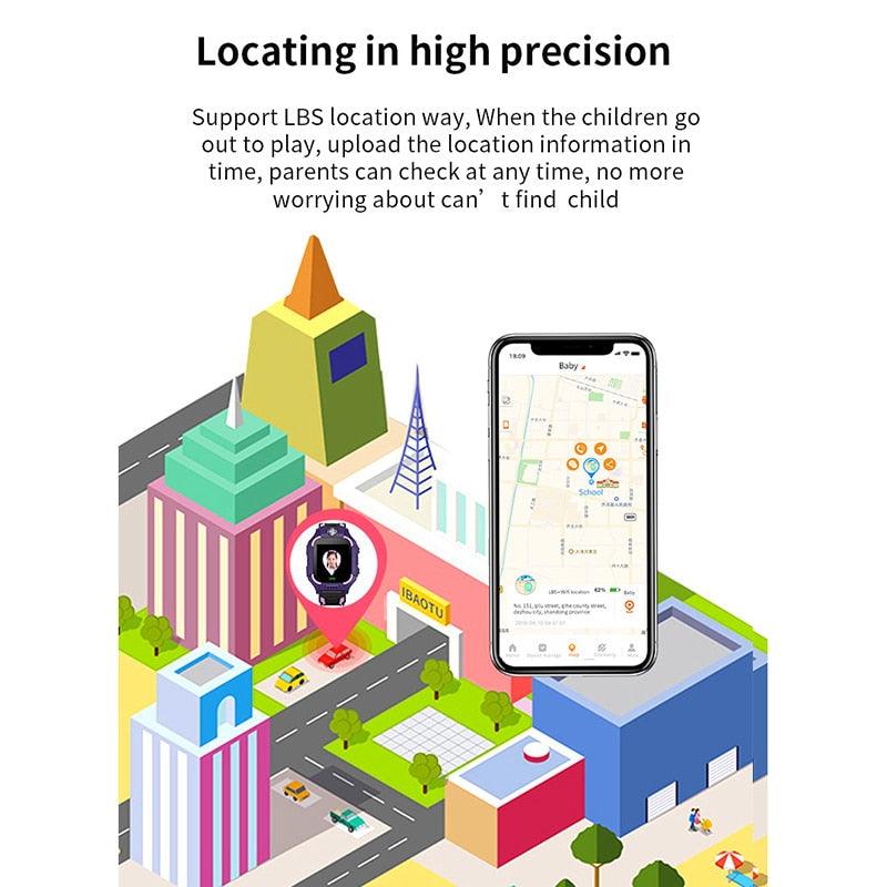 Kids Smart Watch Phone Call Thermometer Wristwatch GPS Locator Kids Smartwatch With Call Games Video Recorder Music Alarm Flashlight Touch Screen Smart Watch For Kids