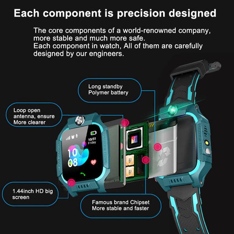 Kids Smart Watch Phone Call Thermometer Wristwatch GPS Locator Kids Smartwatch With Call Games Video Recorder Music Alarm Flashlight Touch Screen Smart Watch For Kids