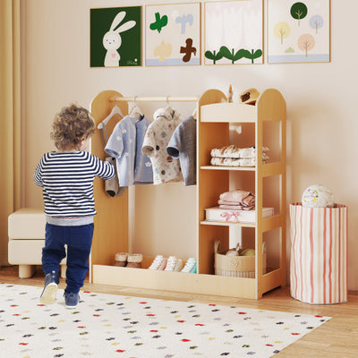 Kids Dress Up Storage with Mirror-Natural
