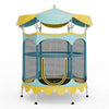 64 Inch Kids Trampoline with Detachable Canopy and Safety Enclosure Net-Yellow - Yellow