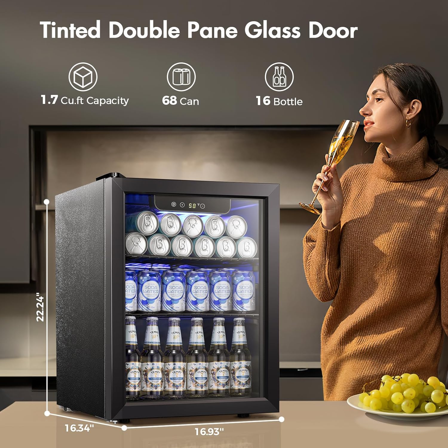 Kismile 1.7 Cu.ft Beverage Refrigerator and Cooler W5848H Kismile