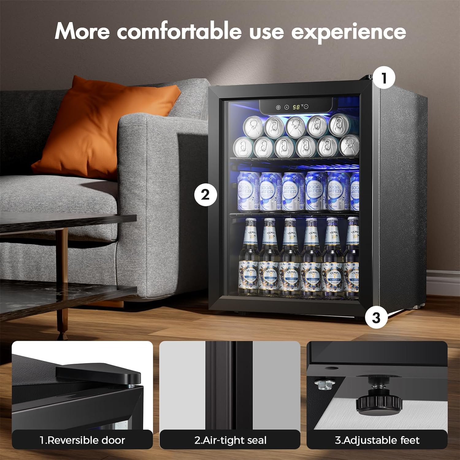 Kismile 1.7 Cu.ft Beverage Refrigerator and Cooler W5848H Kismile