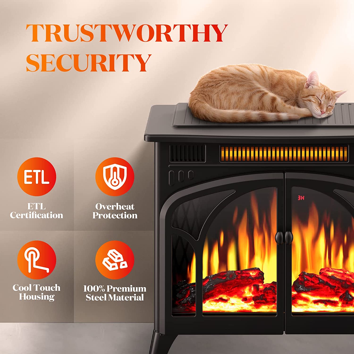 25 Inches 3D Infrared  Free Standing Electric Fireplace Stove S230B Kismile