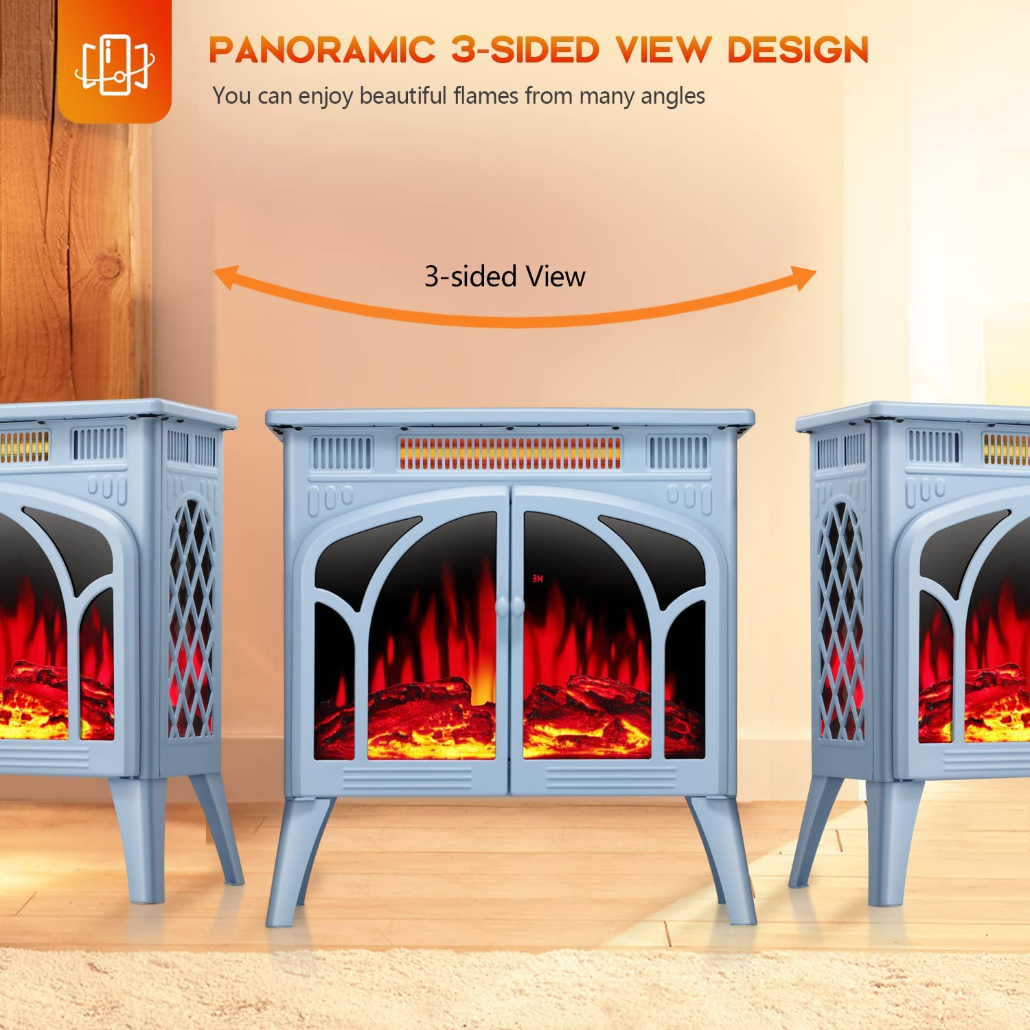 25 Inches 3D Infrared  Free Standing Electric Fireplace Stove S230B Kismile