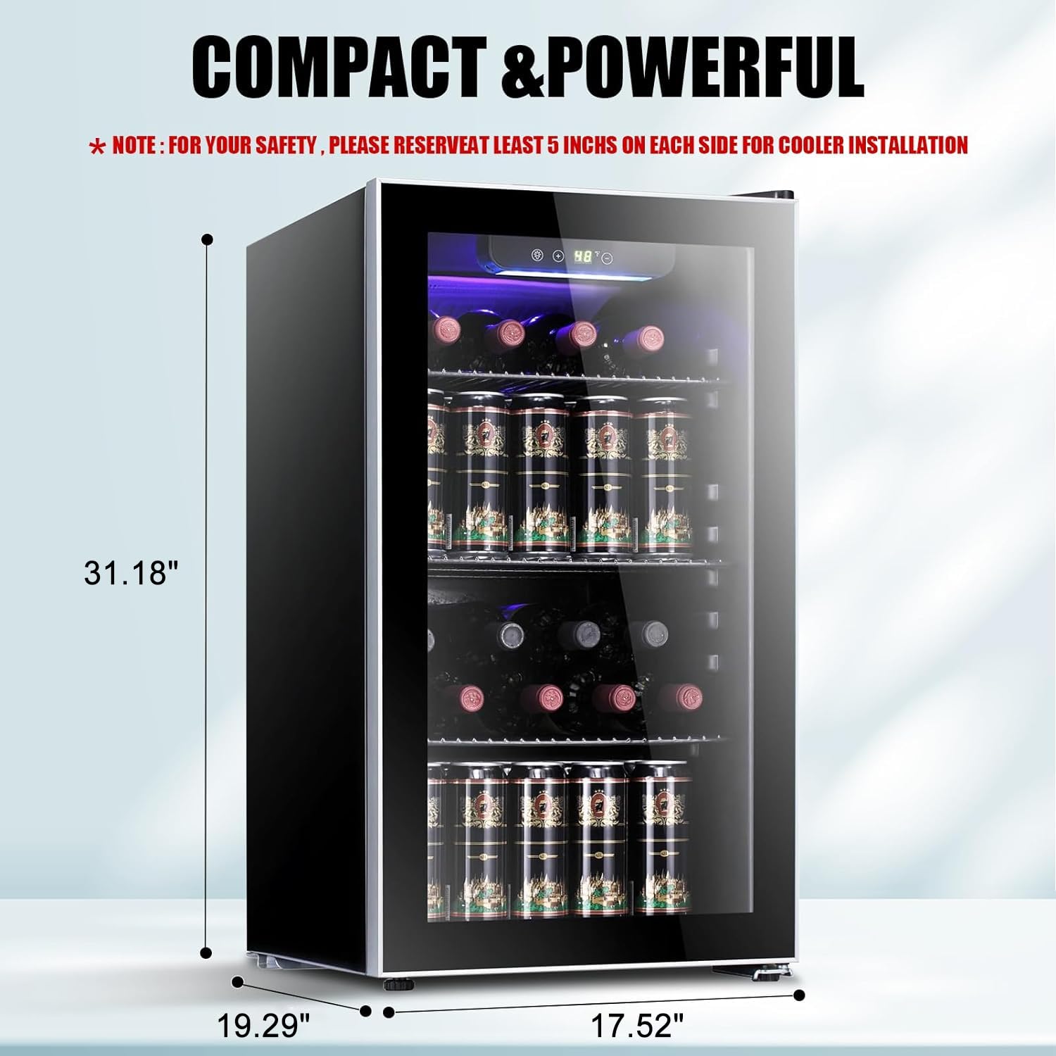 3.2 cu.ft  Wine Cooler/Cabinet Beverage Refrigerator W5899H Kismile