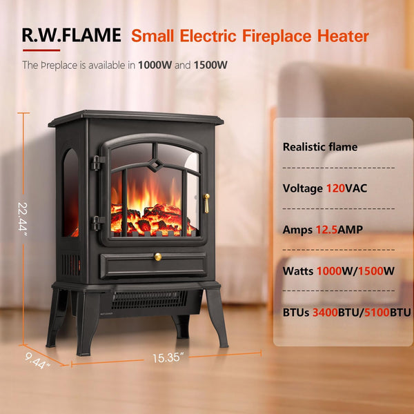 Electric Fireplace Stove Heater with Thermostat Control 520232 Kismile