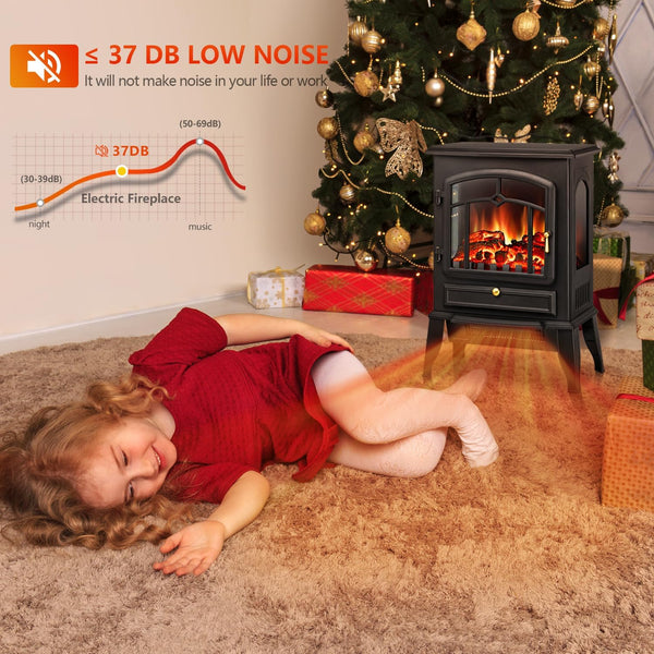 Electric Fireplace Stove Heater with Thermostat Control 520232 Kismile