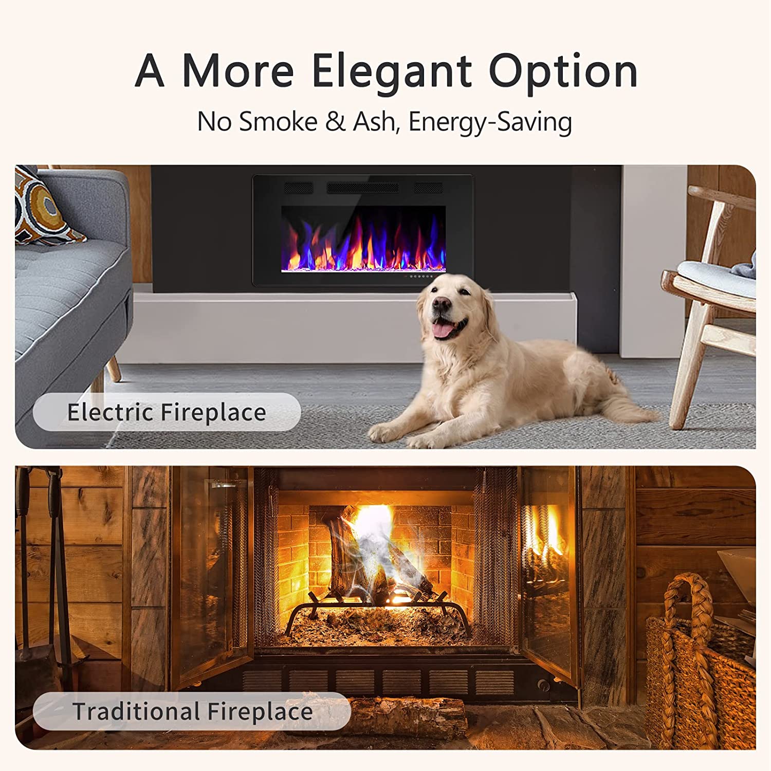 Electric Fireplace Recessed and Wall Mounted,830C3,836C3,842C3,850C3,860C3,868C3 Kismile