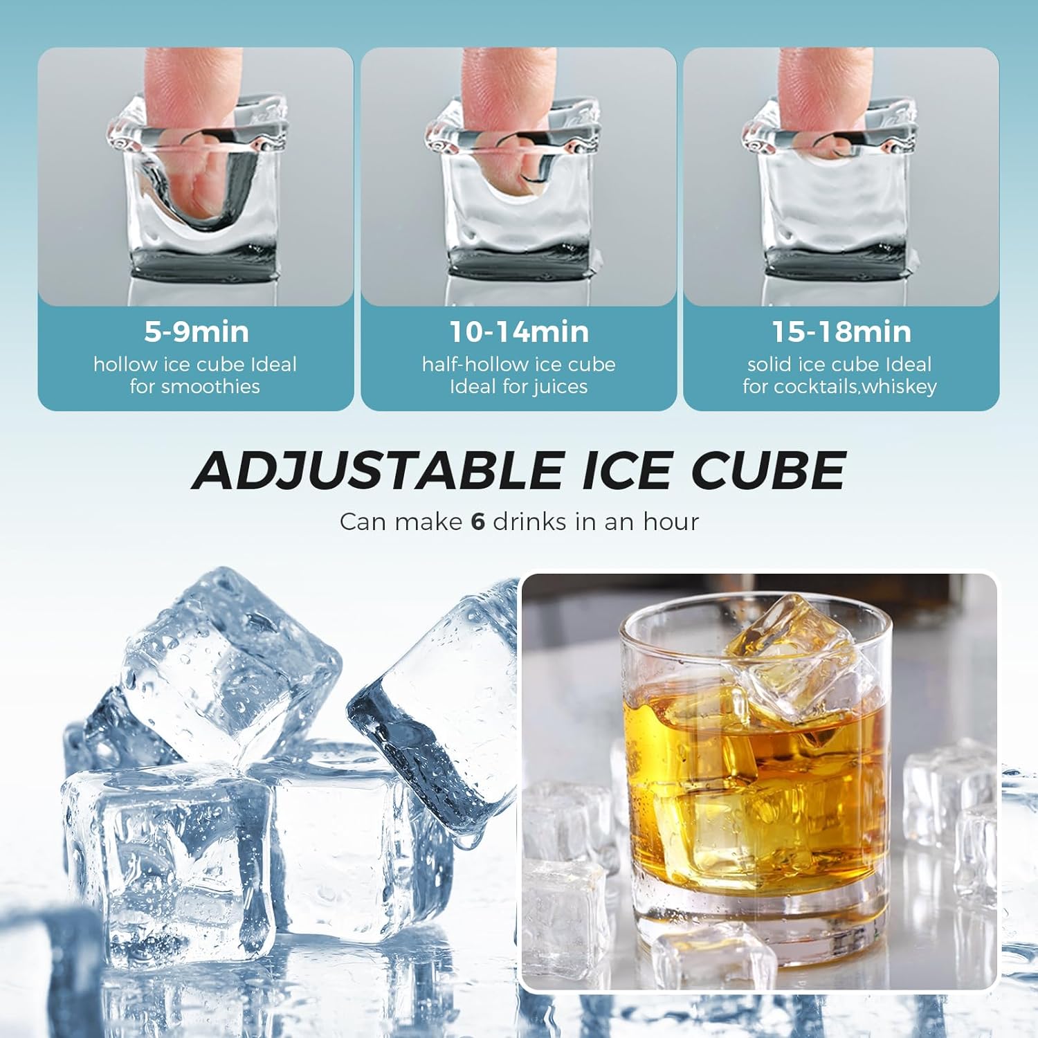 Kismile Ice Maker Countertop, Portable Ice Cube Maker Machine Z5813AF Kismile