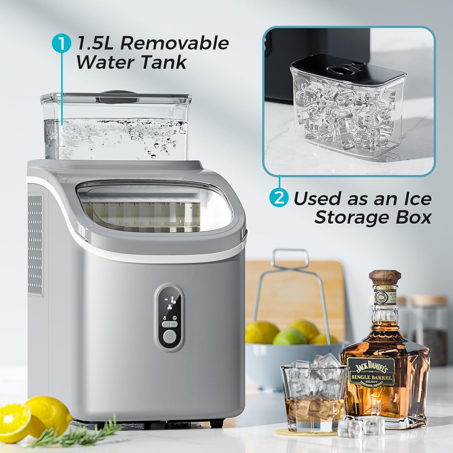 Kismile Ice Maker Countertop, Portable Ice Cube Maker Machine Z5813AF Kismile