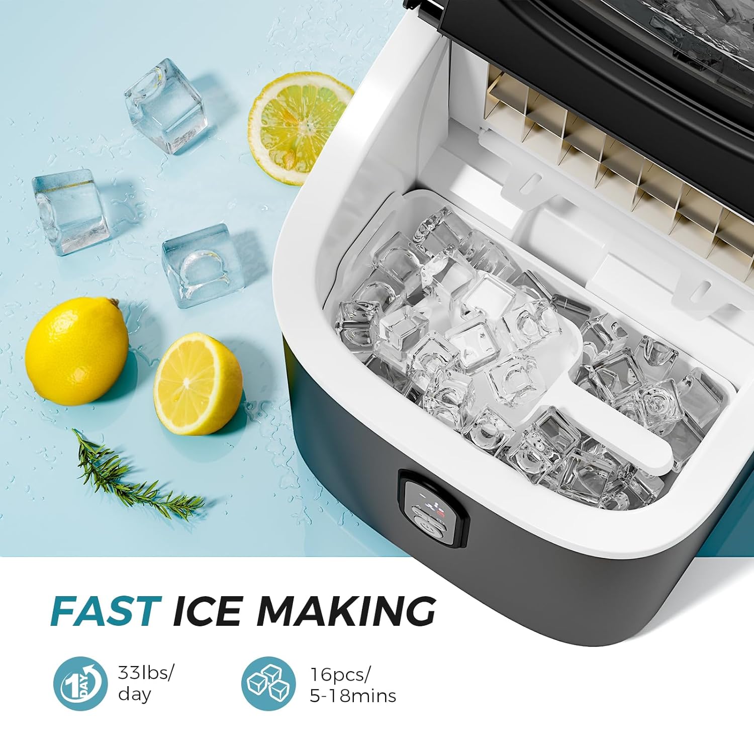 Kismile Ice Maker Countertop, Portable Ice Cube Maker Machine Z5813AF Kismile
