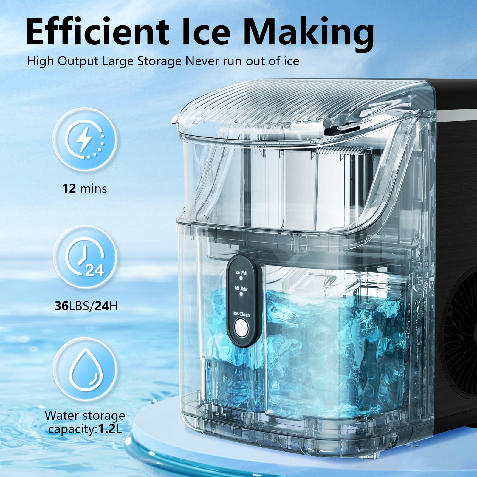 Kismile Nugget Countertop Ice Maker Z5815NB Kismile