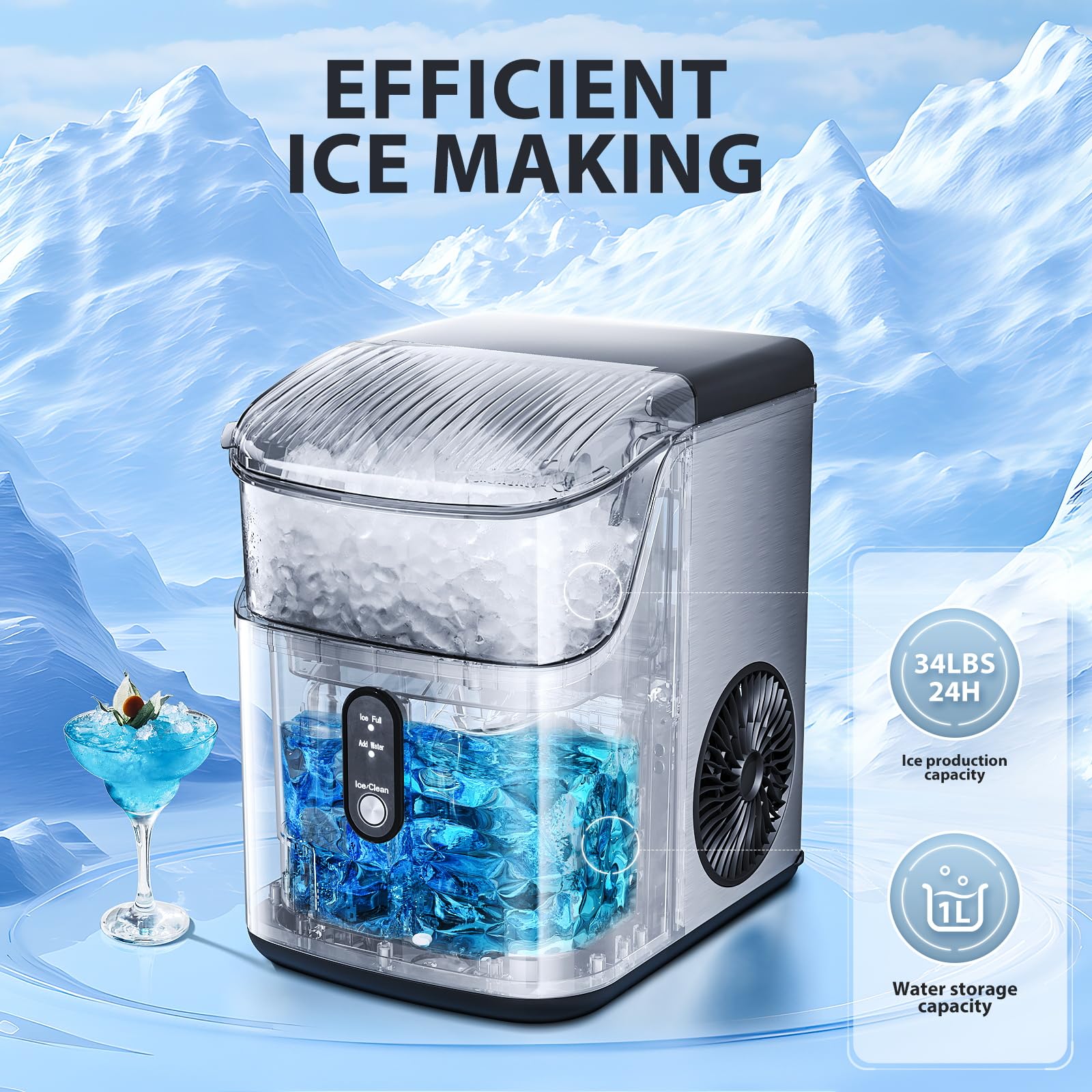Kismile Nugget Countertop Ice Maker Z5815NB Kismile
