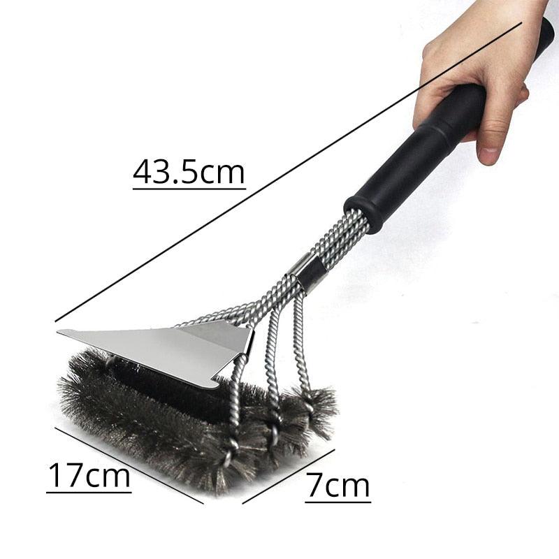 Kitchen Accessories BBQ Grill Brush and Scraper Barbecue Kit Cleaning Brush Stainless Steel Tools Wire Bristles Triangle BBQ Grill Cleaning Brush for Weber Gas Charcoal Porcelain Cast Iron & All Grilling Grates Accessories