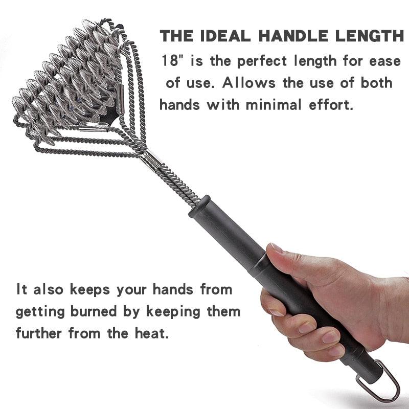 Kitchen Accessories BBQ Grill Brush and Scraper Barbecue Kit Cleaning Brush Stainless Steel Tools Wire Bristles Triangle BBQ Grill Cleaning Brush for Weber Gas Charcoal Porcelain Cast Iron & All Grilling Grates Accessories