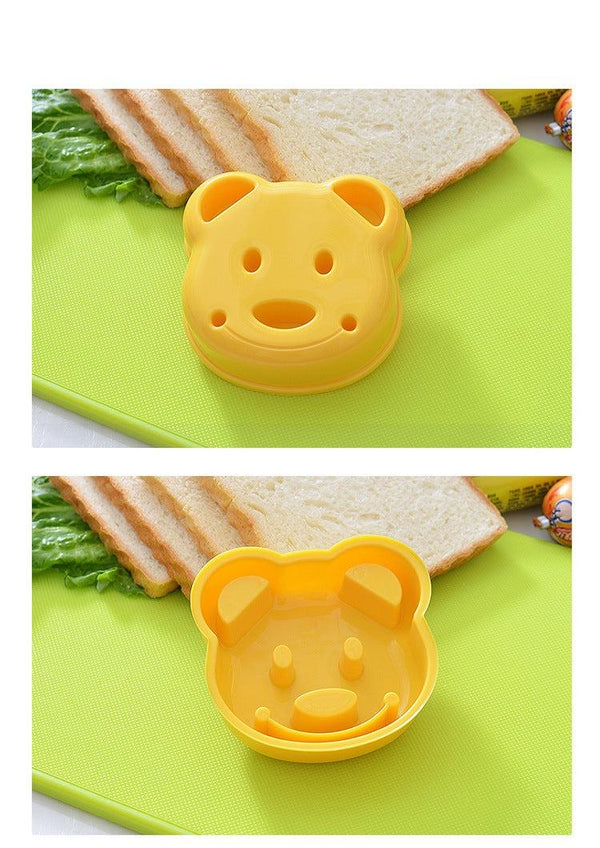 Kitchen Breakfast Bear Sandwich Mold Bread Biscuit Cake Tool Making Mold Household Making Accessories Bear Shape Sandwich Mold Cutter Yellow Bread Sandwich Shapers Maker For Kids