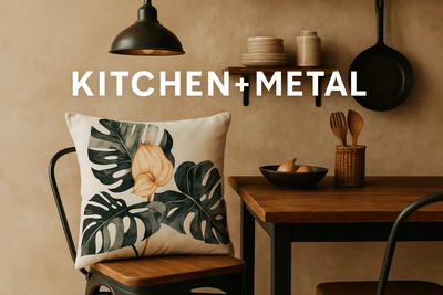 Greenery with Pink Floral | Modern Home Decor | Mud-Cloth Pillow | Home Decor | Kitchen + Metal