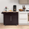Heavy Duty Rolling Kitchen Cart with Tower Holder and Drawer-Brown