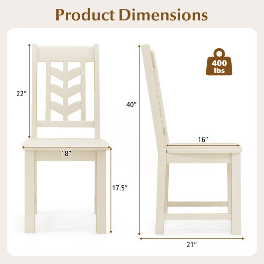 Kitchen Side Dining Chair Set of 2 with Rubber Wood Frame-Cream White