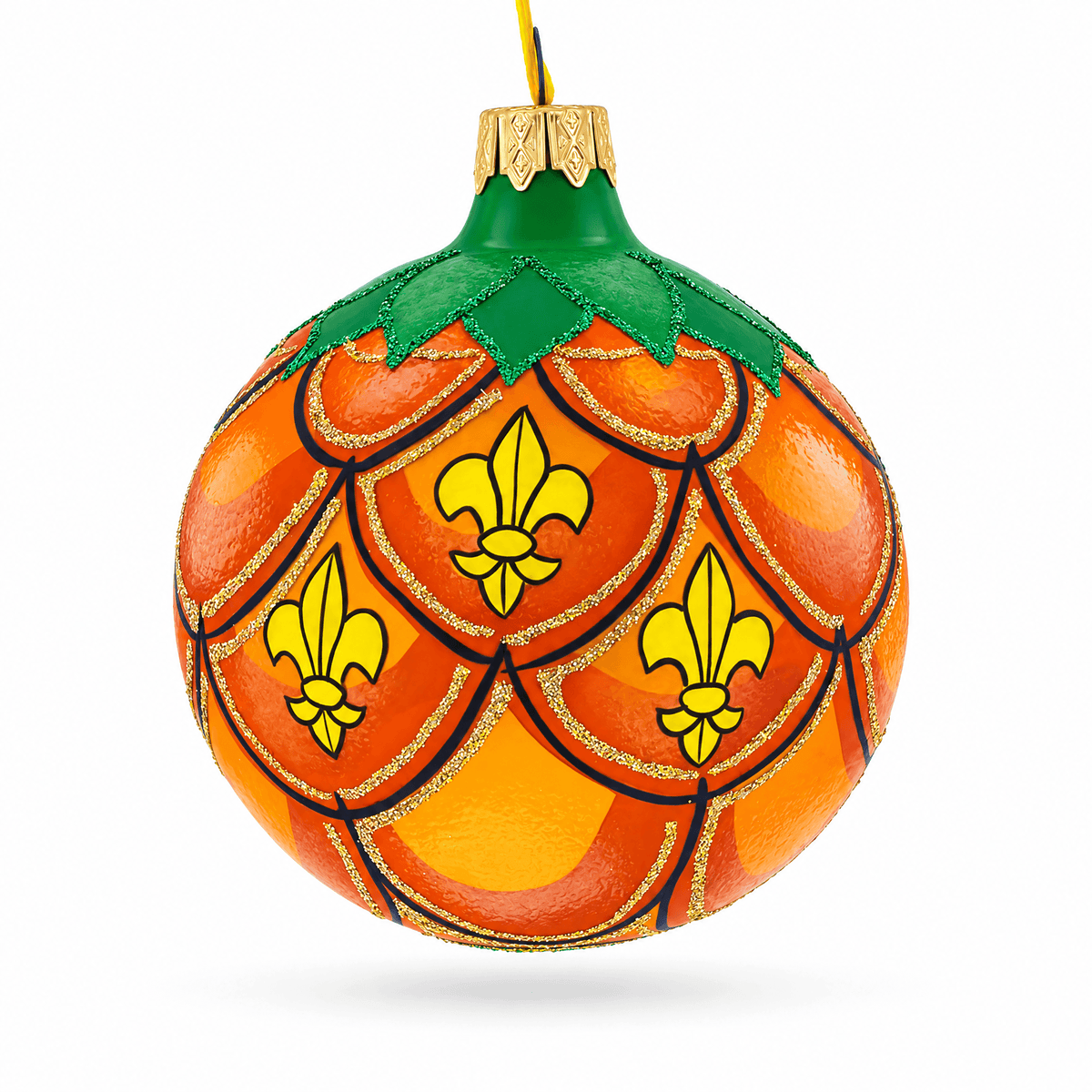 Royal Pineapple Glass Christmas Ornament 3.25 Inches