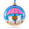 Just Married on the Beach Glass Ball Christmas Ornament 4 Inches