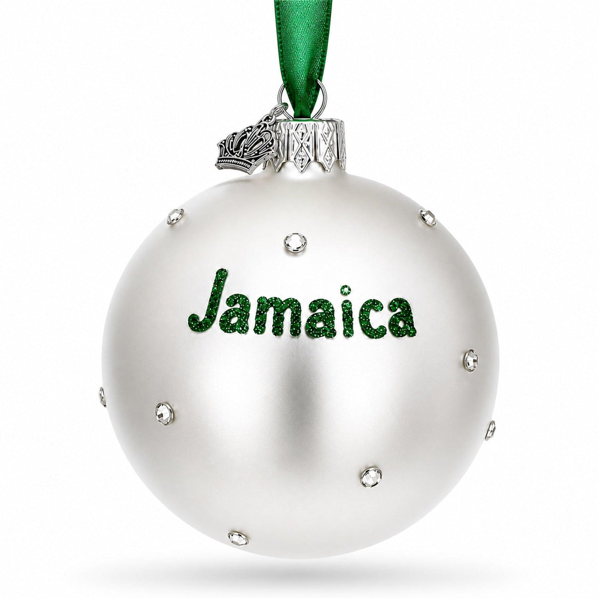 Flag of Jamaica Glass Ball Christmas Ornament 3.25 Inches
