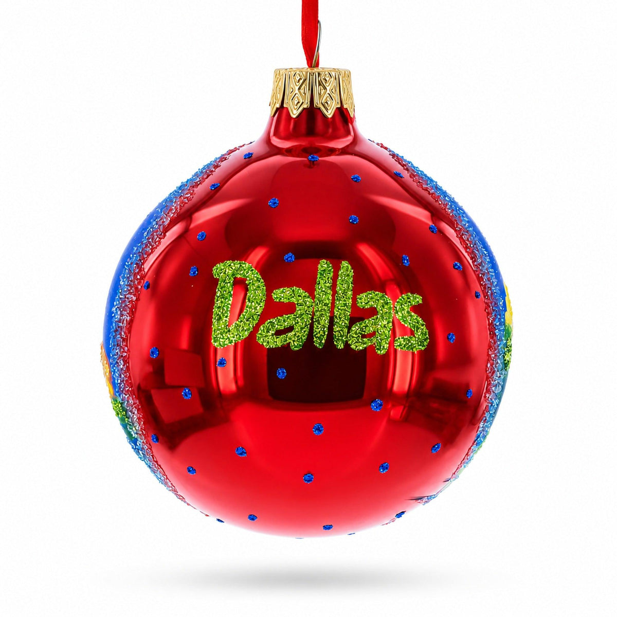 Dallas, Texas, USA Glass Christmas Ornament 3.25 Inches