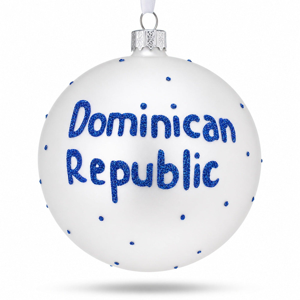 Flag of Dominican Republic Glass Ball Christmas Ornament 4 Inches
