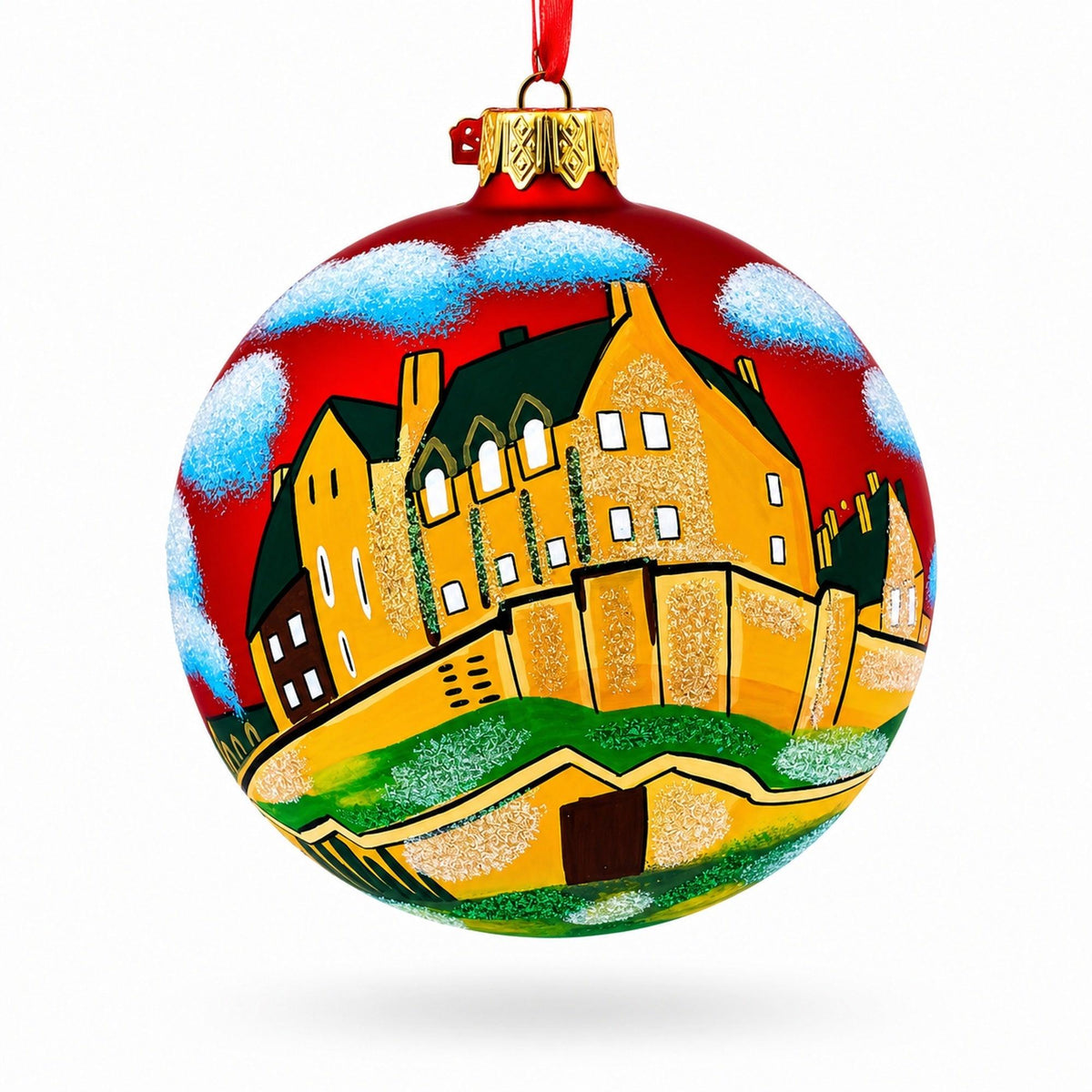 Edinburgh Castle, Scotland, UK Glass Ball Christmas Ornament 4 Inches