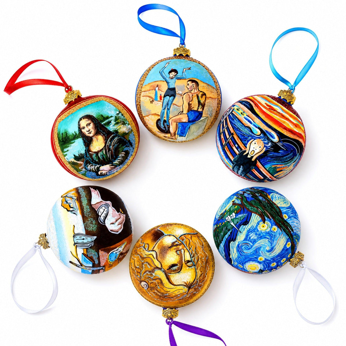 Leonardo Da Vinci's 'Head of A Woman' Glass Ball Christmas Ornament 4 Inches