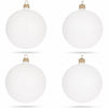 Set of 4 Matte White Glass Ball Christmas Ornaments 4 Inches (024)