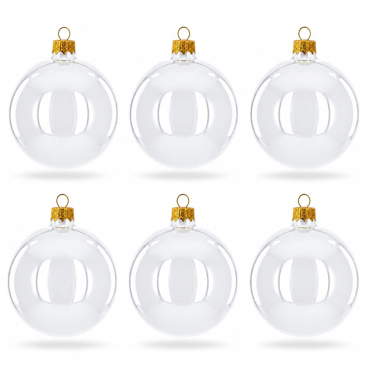 Set of 6 White Glossy Glass Ball Christmas Ornaments 3.25 Inches (041)