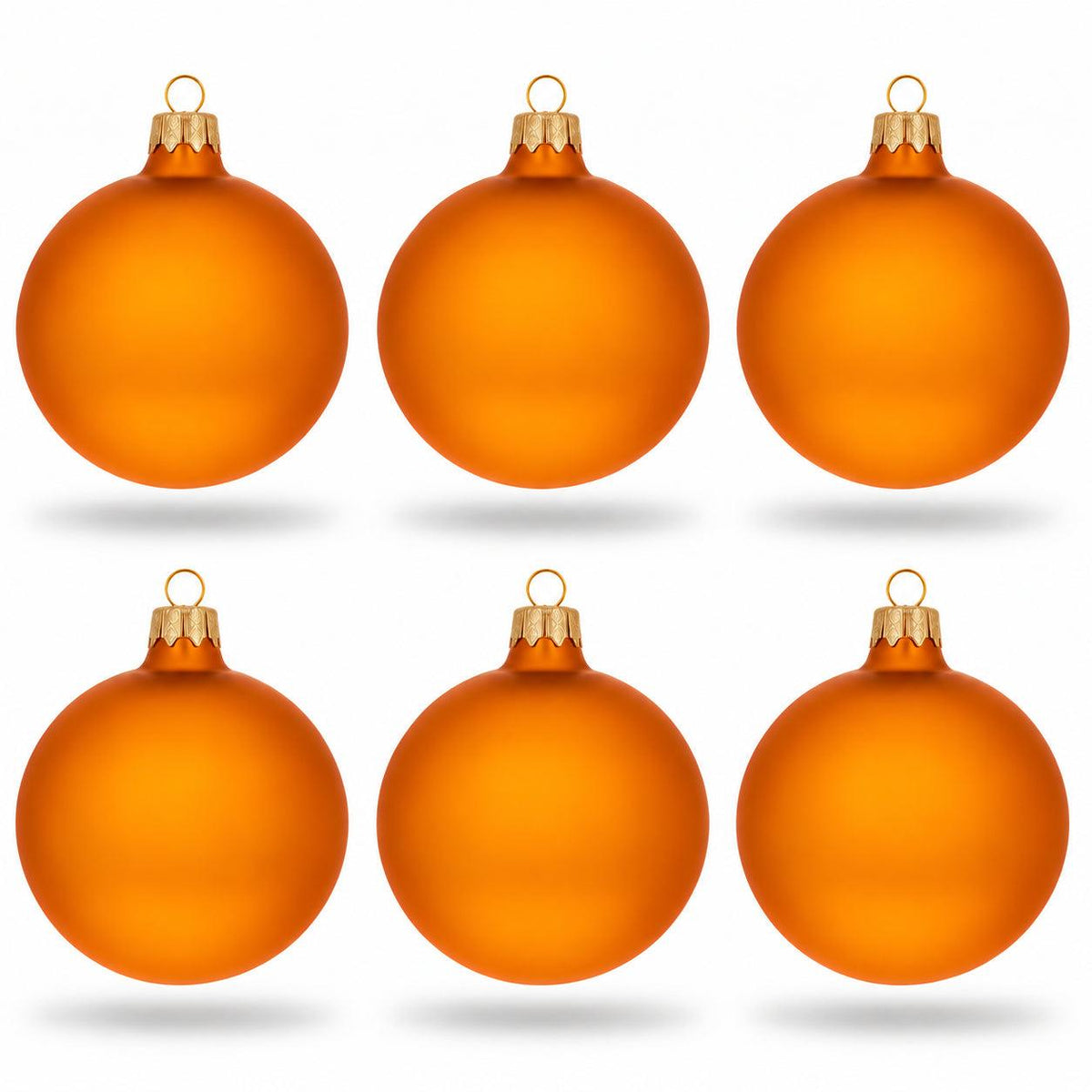 Set of 6 Matte Gold Glass Ball Christmas Ornaments 3.25 Inches (043)