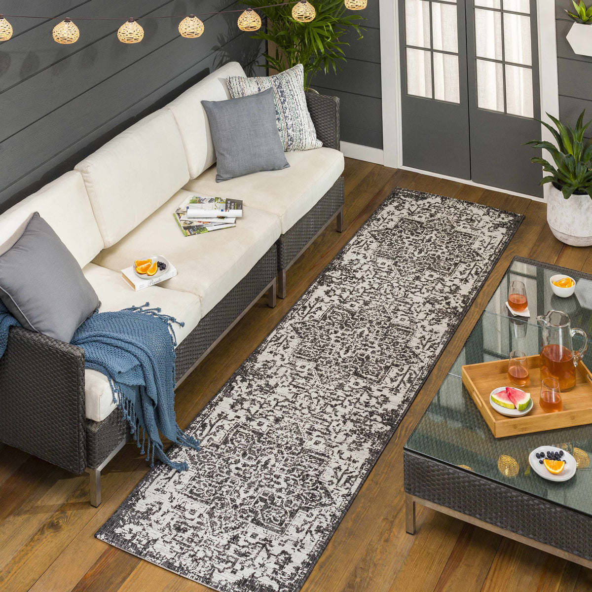 Charcoal Kilmacolm Indoor & Outdoor Area Rug - Clearance