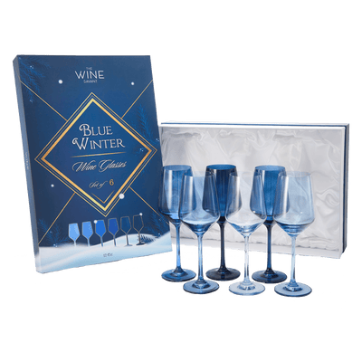 Blue Winter Wine Glasses | Set of 6 | Navy Blue Colors