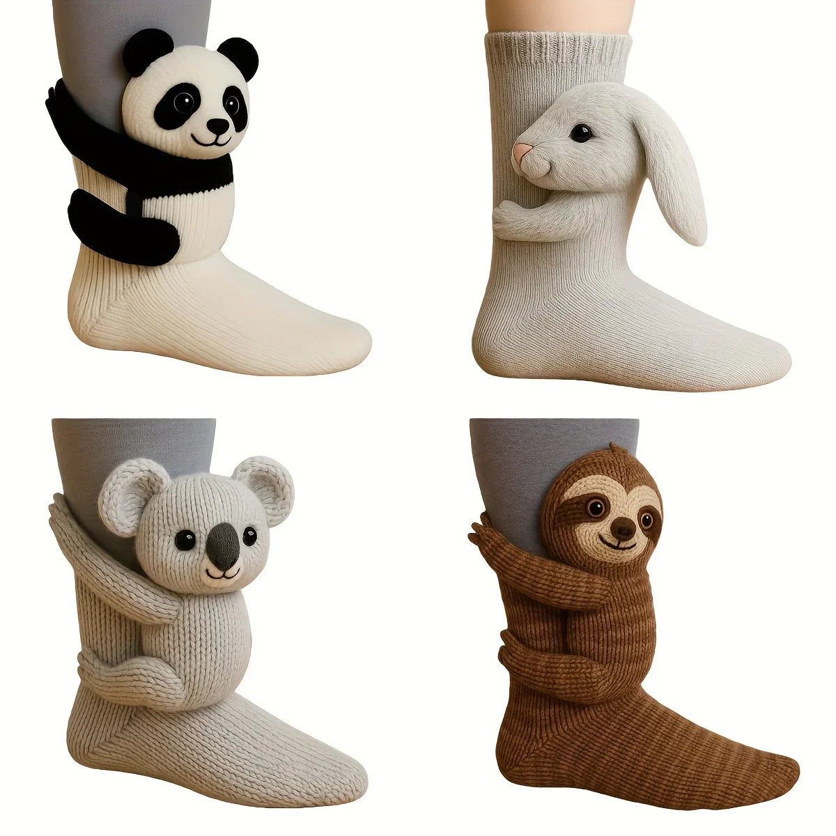 Knitted Plush Socks - Animal Pattern Unisex Cotton Socks