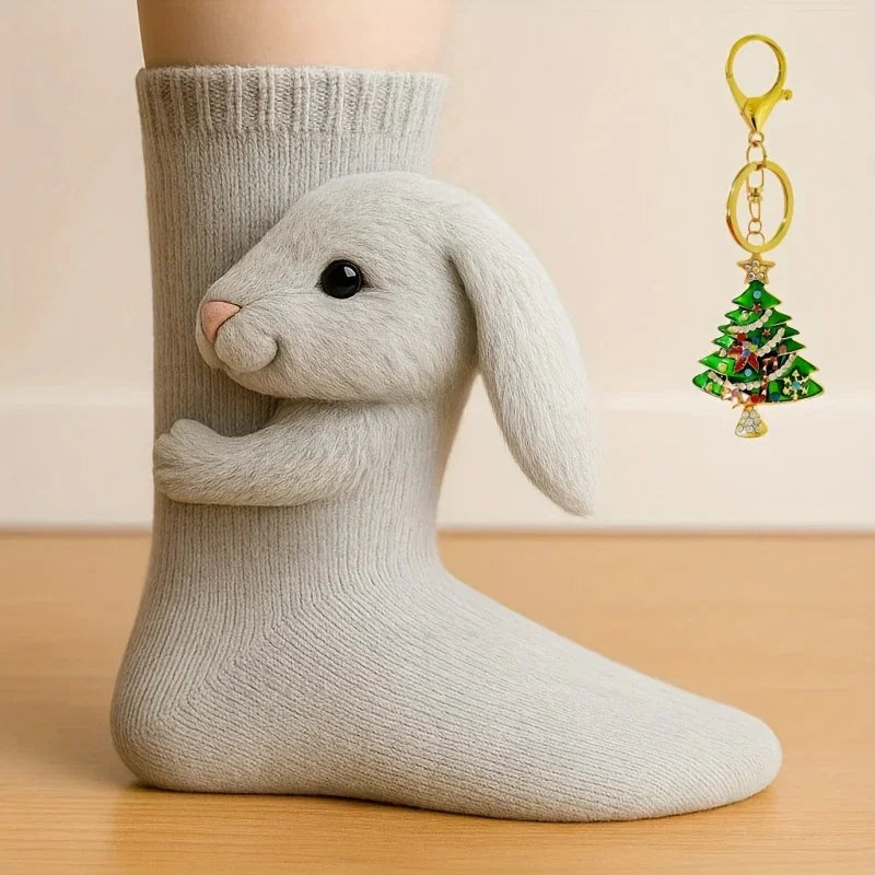 Knitted Plush Socks - Animal Pattern Unisex Cotton Socks