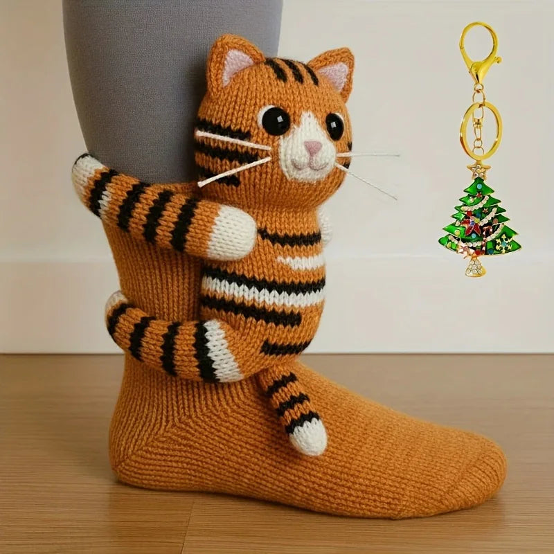 Knitted Plush Socks - Animal Pattern Unisex Cotton Socks