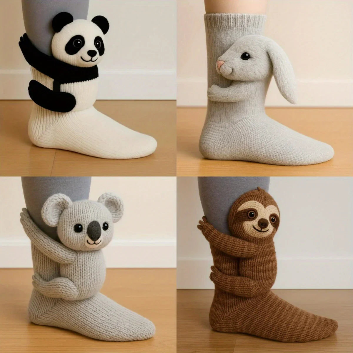 Knitted Plush Socks - Animal Pattern Unisex Cotton Socks