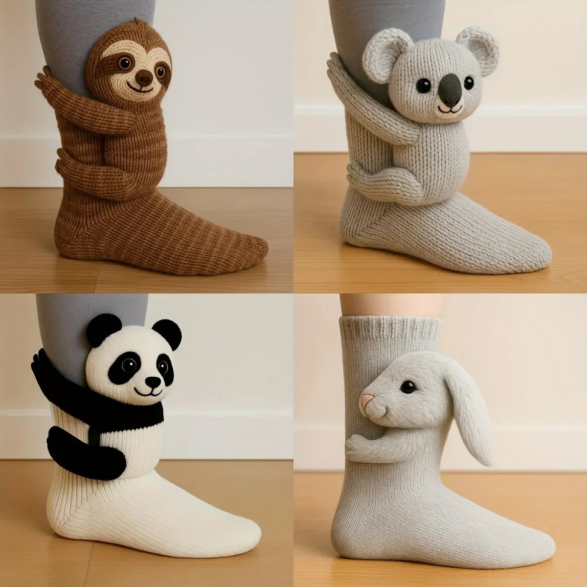 Knitted Plush Socks - Animal Pattern Unisex Cotton Socks