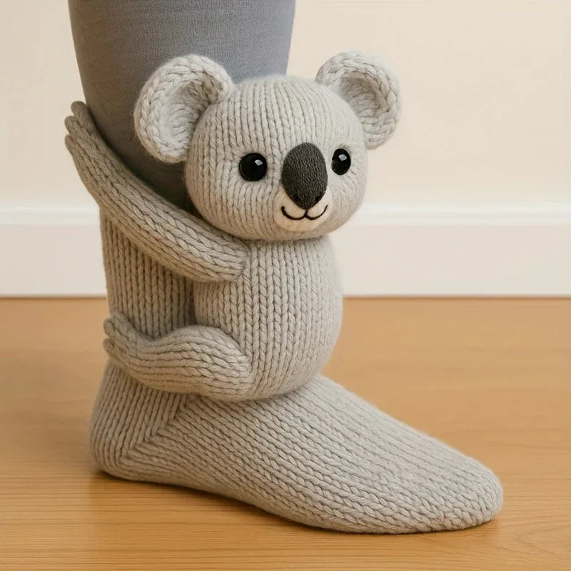 Knitted Plush Socks - Animal Pattern Unisex Cotton Socks