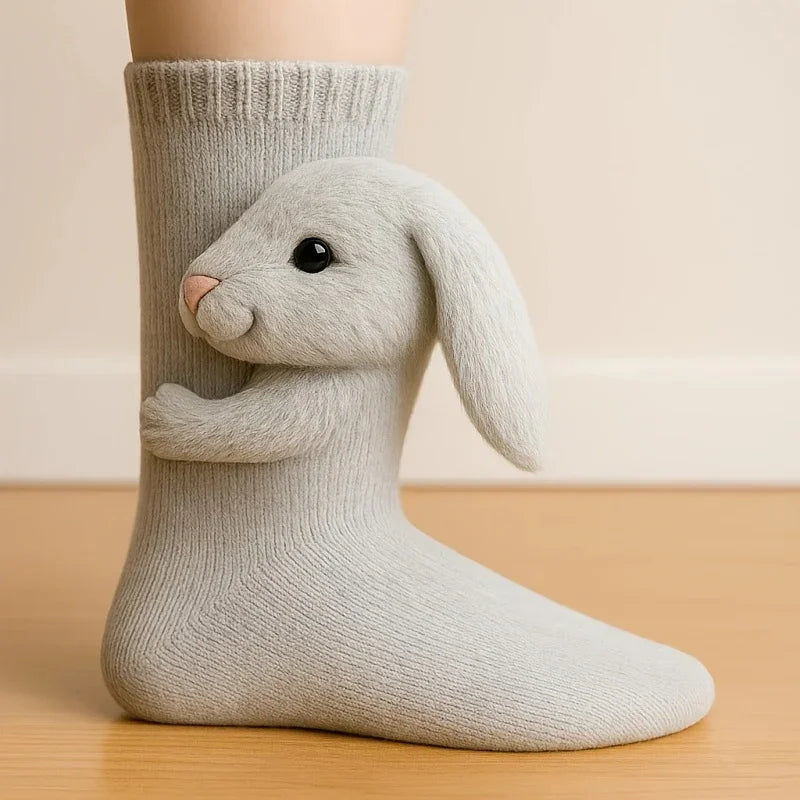 Knitted Plush Socks - Animal Pattern Unisex Cotton Socks